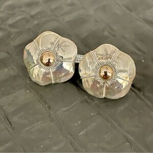 Sterling silver and 14kt rose gold flower earrings